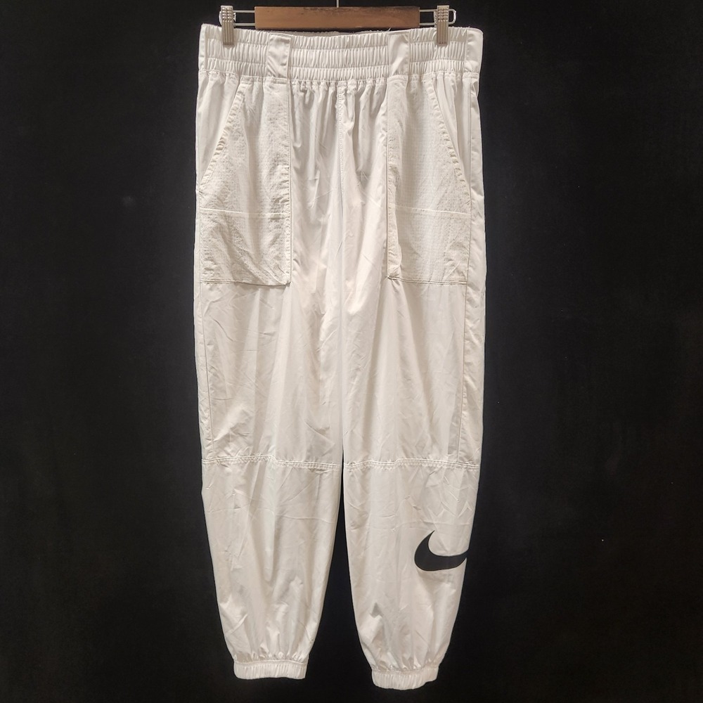 Nike Womens Loose Fit Lightweight Joggers Size L White Pockets Athletic Logo
